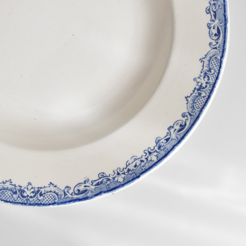 Antique Deep Plate, Sarreguemines Fontanges Blue E