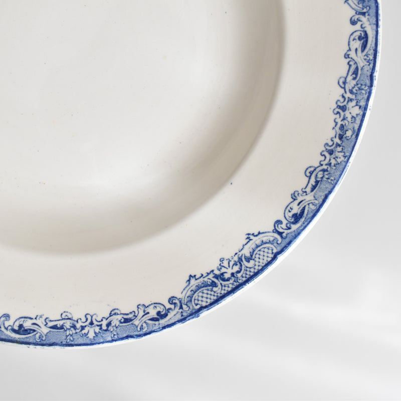 Antique Deep Plate, Sarreguemines Fontanges Blue E