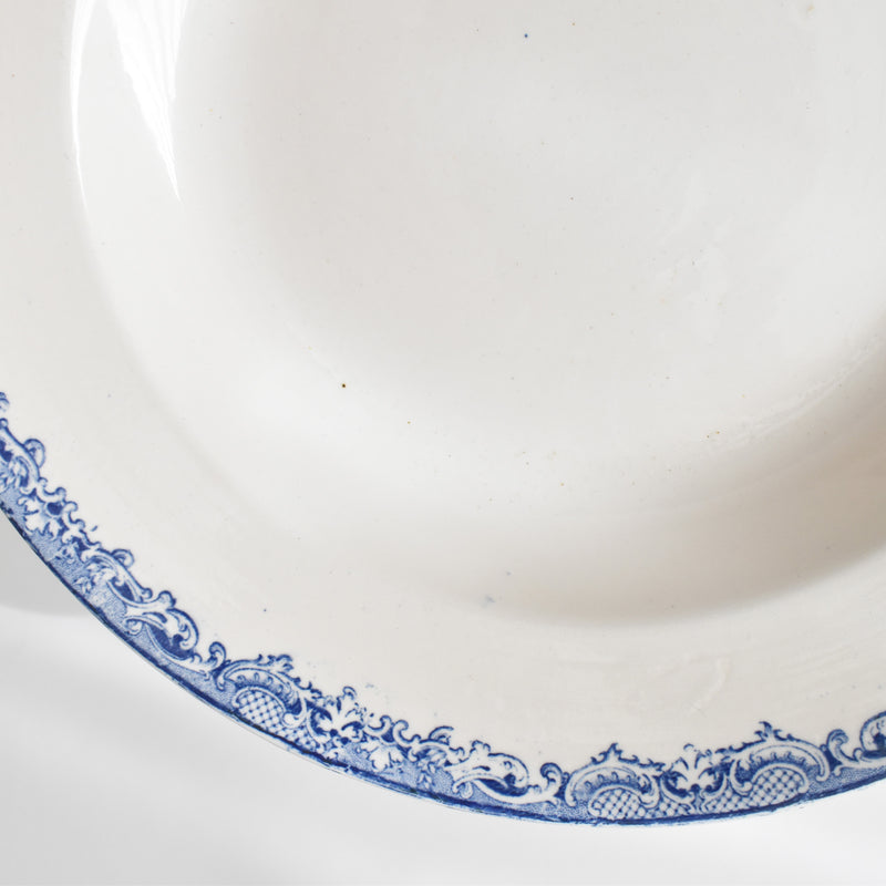 Antique Deep Plate, Sarreguemines Fontanges Blue E