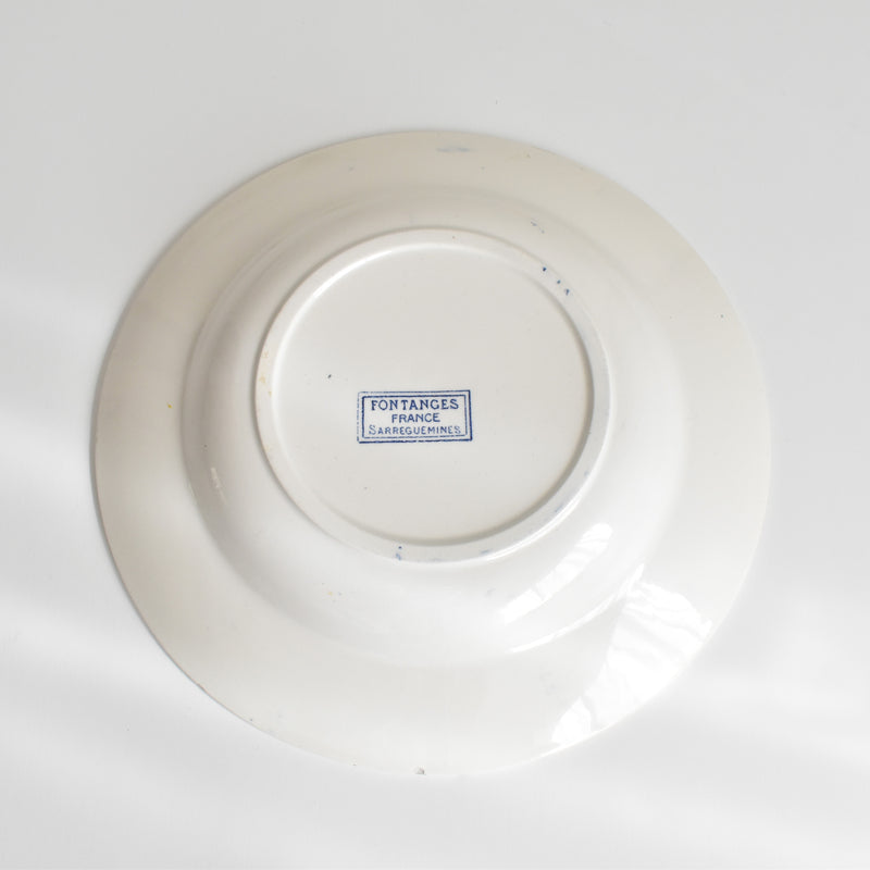 Antique Deep Plate, Sarreguemines Fontanges Blue E