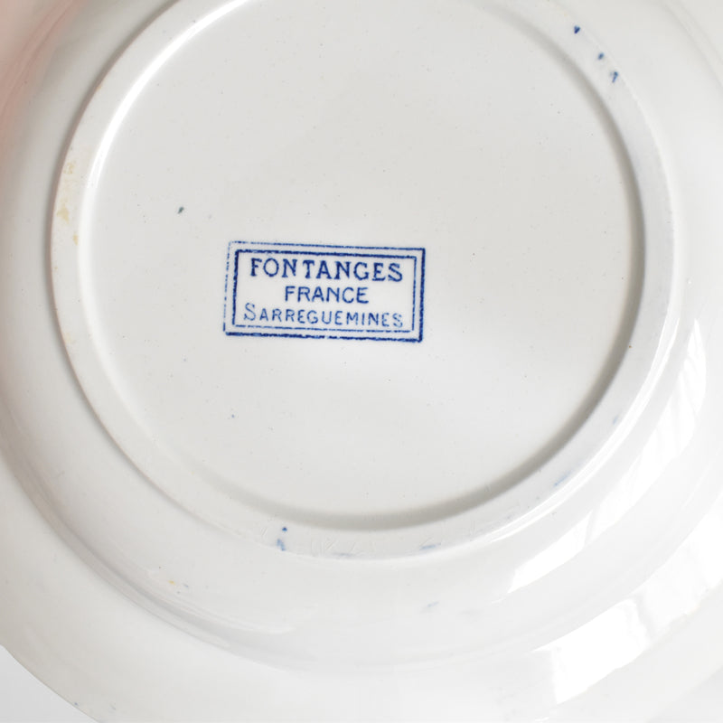 Antique Deep Plate, Sarreguemines Fontanges Blue E