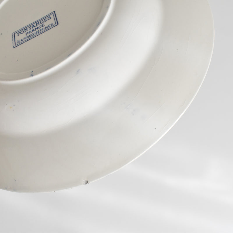 Antique Deep Plate, Sarreguemines Fontanges Blue E