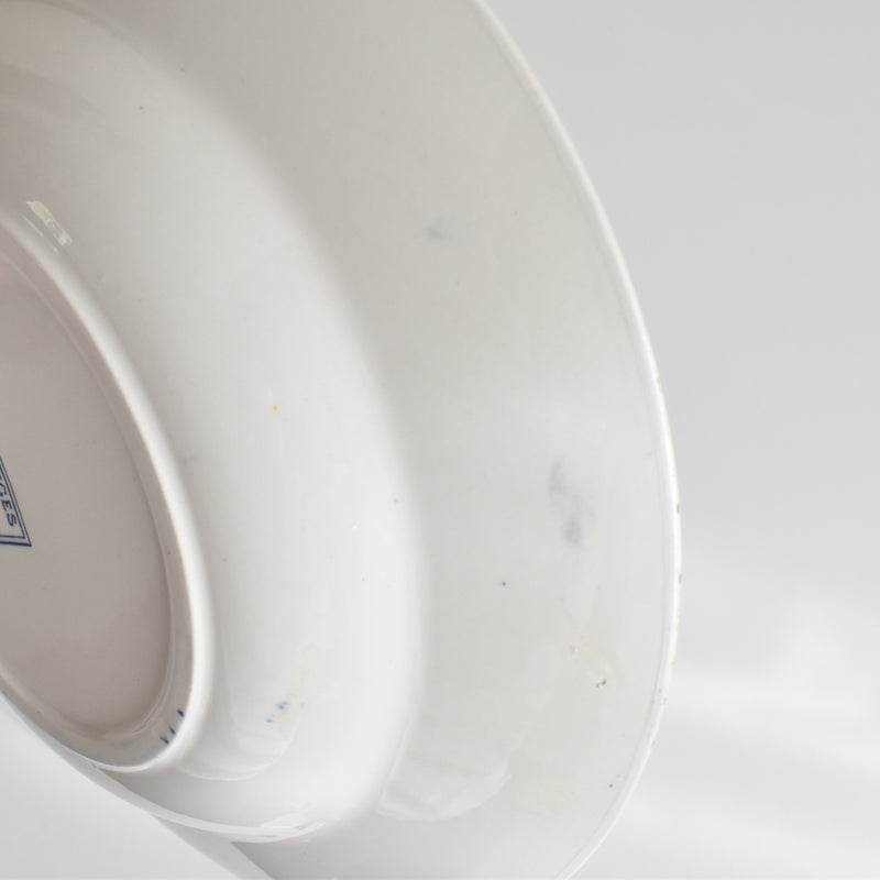 Antique Deep Plate, Sarreguemines Fontanges Blue E