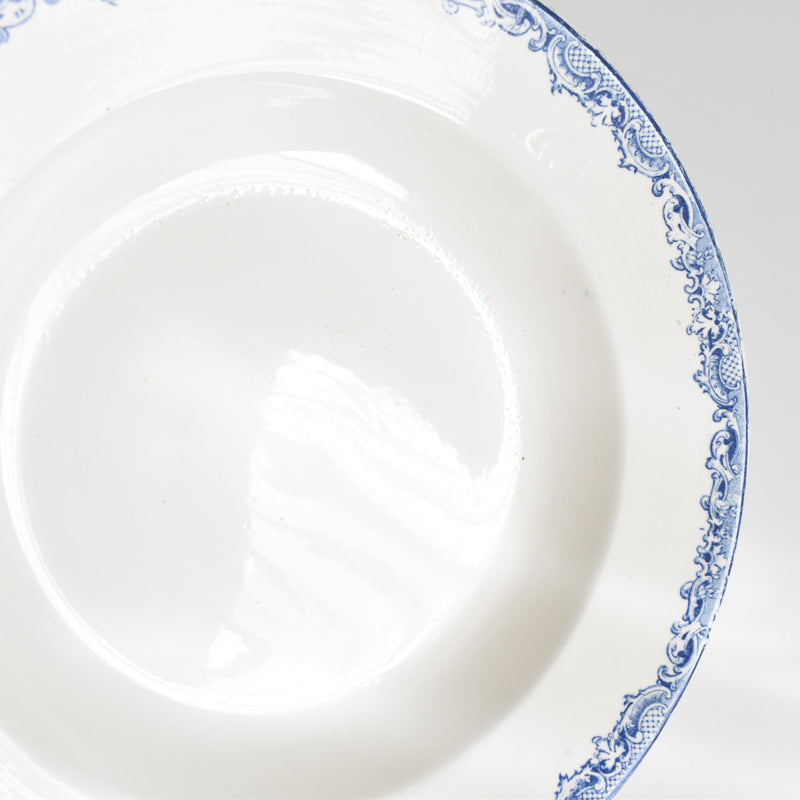 Antique Deep Plate, Sarreguemines Fontanges Blue E