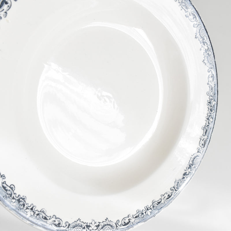 Antique Deep Plate Sarreguemines Fontanges Dark Blue A