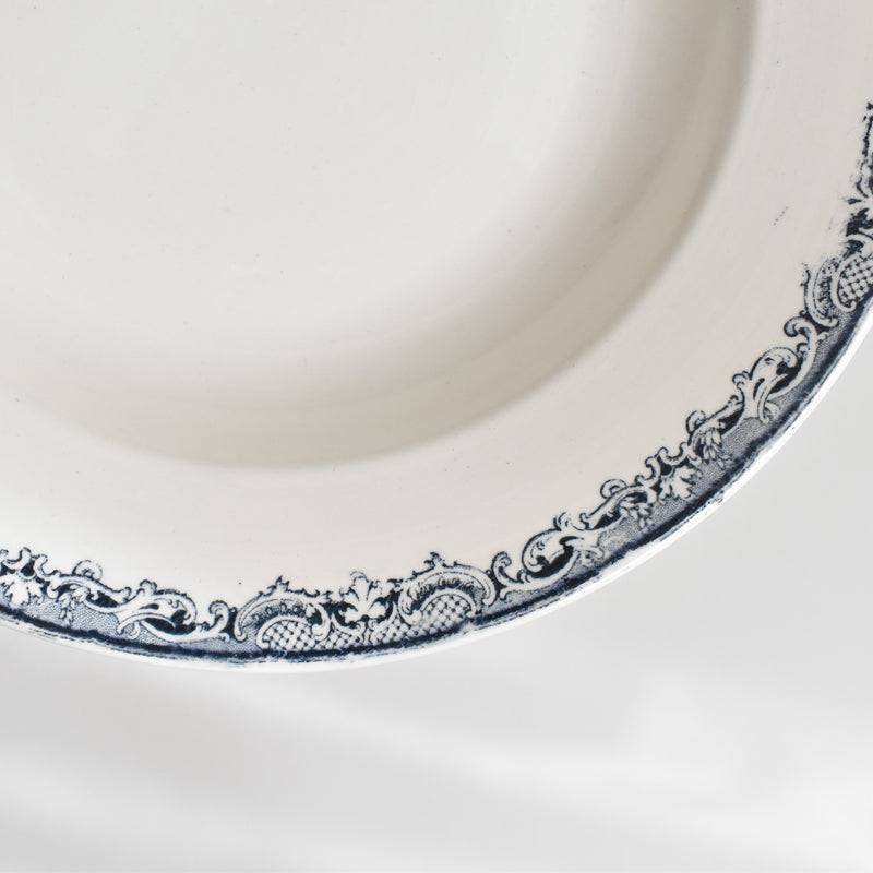 Antique Deep Plate Sarreguemines Fontanges Dark Blue A