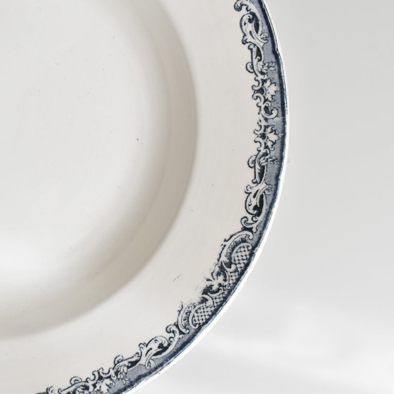 Antique Deep Plate Sarreguemines Fontanges Dark Blue A