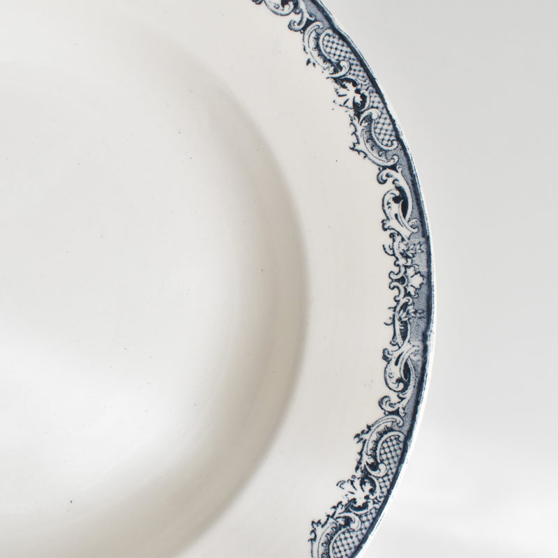 Antique Deep Plate Sarreguemines Fontanges Dark Blue A
