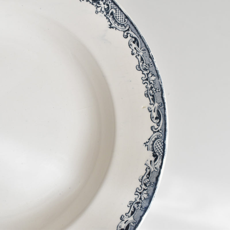 Antique Deep Plate Sarreguemines Fontanges Dark Blue A