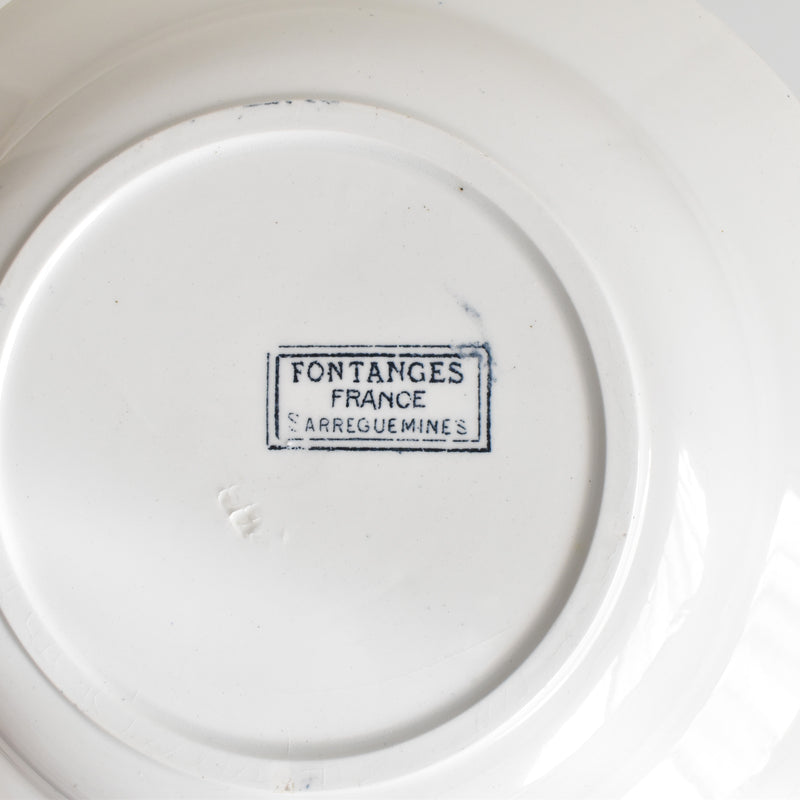 Antique Deep Plate Sarreguemines Fontanges Dark Blue A