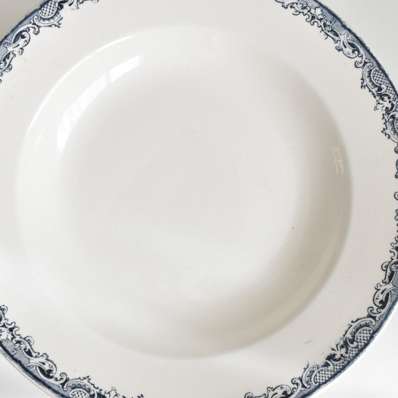 Antique Deep Plate Sarreguemines Fontanges Dark Blue A
