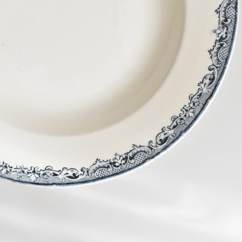 Antique Deep Plate Sarreguemines Fontanges Dark Blue B