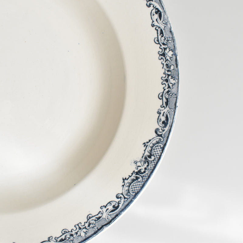 Antique Deep Plate Sarreguemines Fontanges Dark Blue B