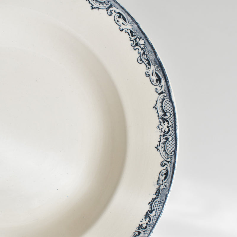 Antique Deep Plate Sarreguemines Fontanges Dark Blue B