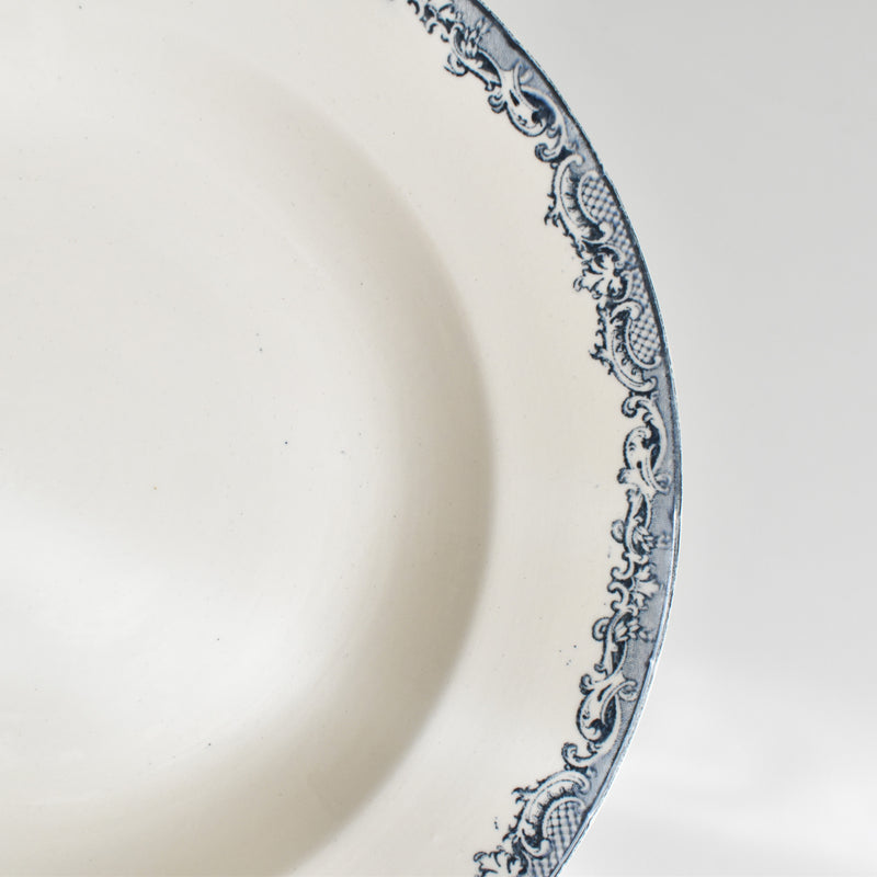 Antique Deep Plate Sarreguemines Fontanges Dark Blue B