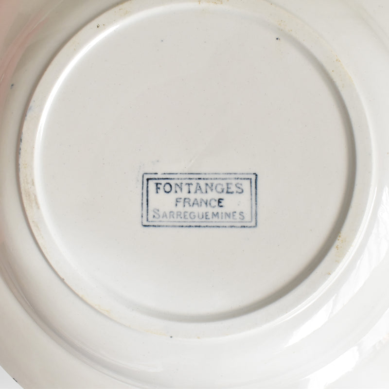 Antique Deep Plate Sarreguemines Fontanges Dark Blue B