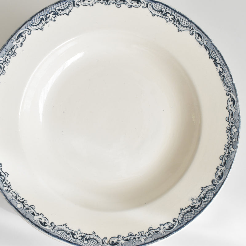 Antique Deep Plate Sarreguemines Fontanges Dark Blue B