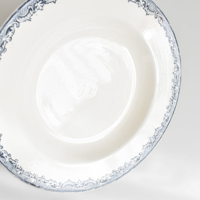 Antique Deep Plate Sarreguemines Fontanges Dark Blue B