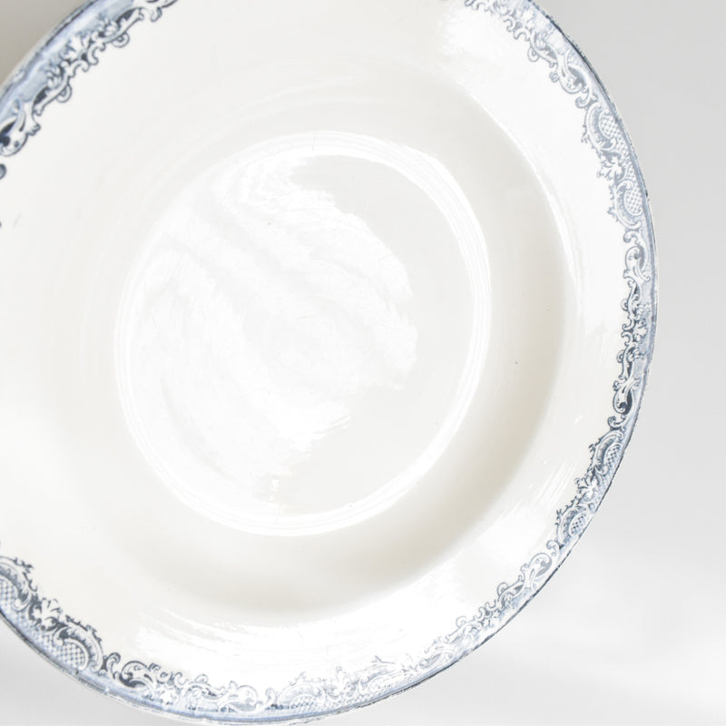 Antique Deep Plate, Sarreguemines Fontanges, Dark Blue C