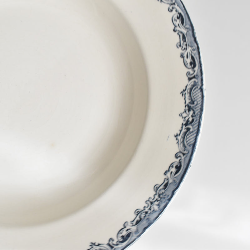 Antique Deep Plate, Sarreguemines Fontanges, Dark Blue C