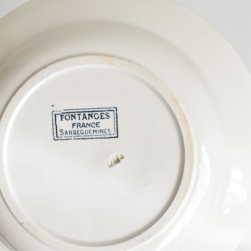 Antique Deep Plate, Sarreguemines Fontanges, Dark Blue C