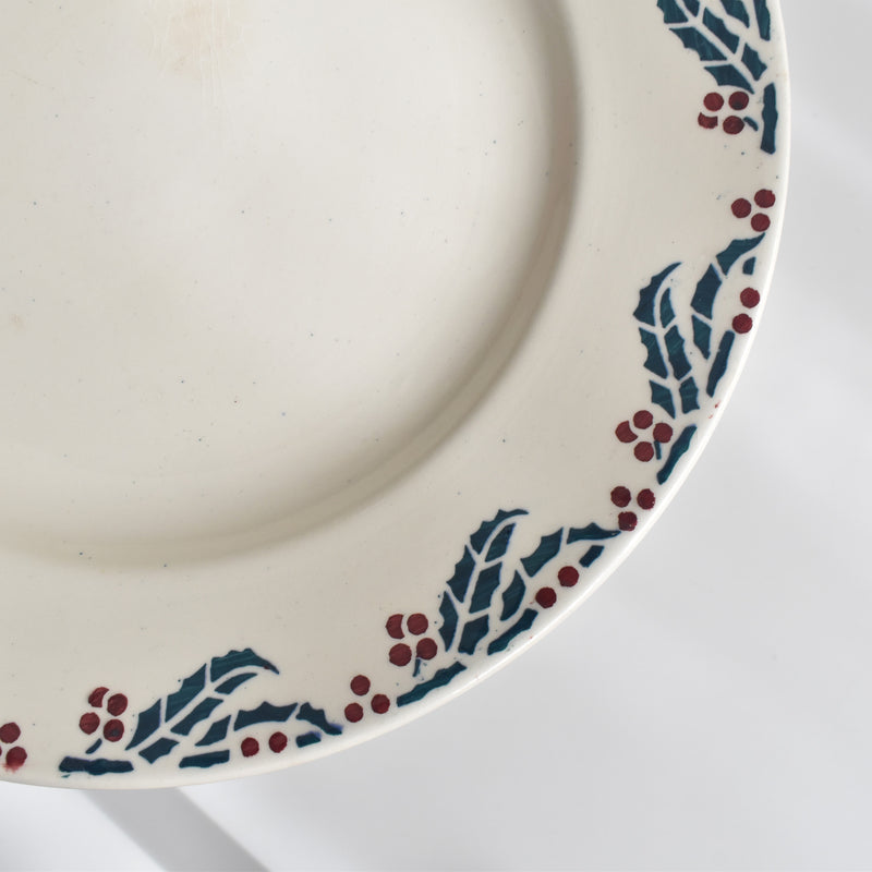 Vintage Plate Digoin & Sarreguemines HOUX (Holly) E