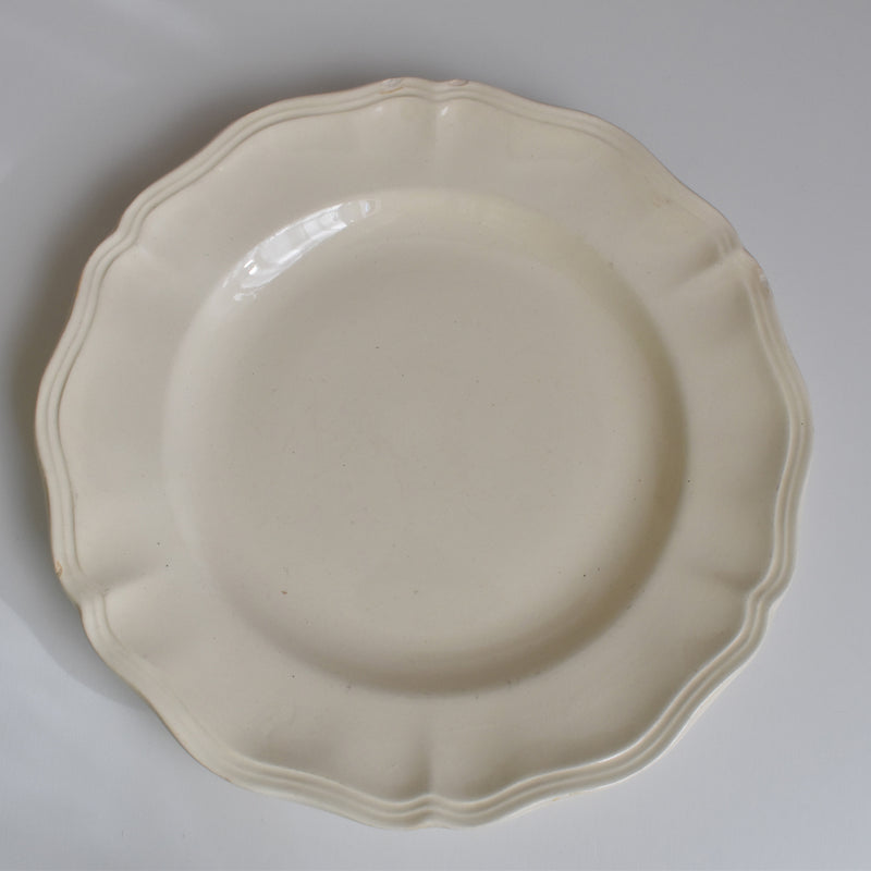 Vintage Plate Digoin & Sarreguemines Floral Rim Ivoire