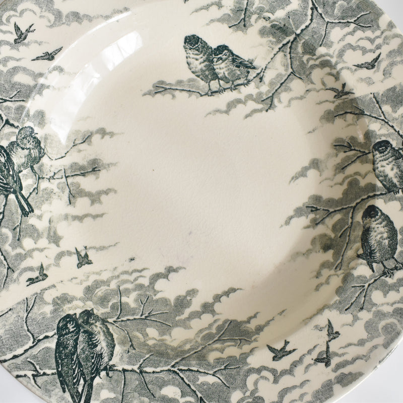 Antique Deep Plate U&C Sarreguemines Neige A