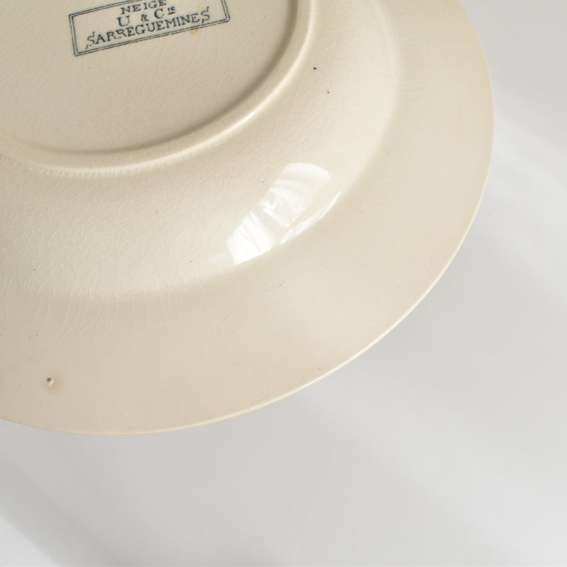 Antique Deep Plate U&C Sarreguemines Neige A