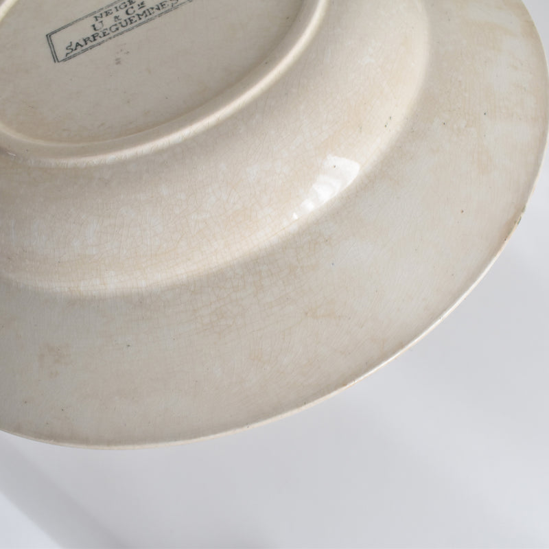 Antique Deep Plate U&C Sarreguemines Neige B