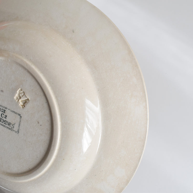 Antique Deep Plate U&C Sarreguemines Neige B