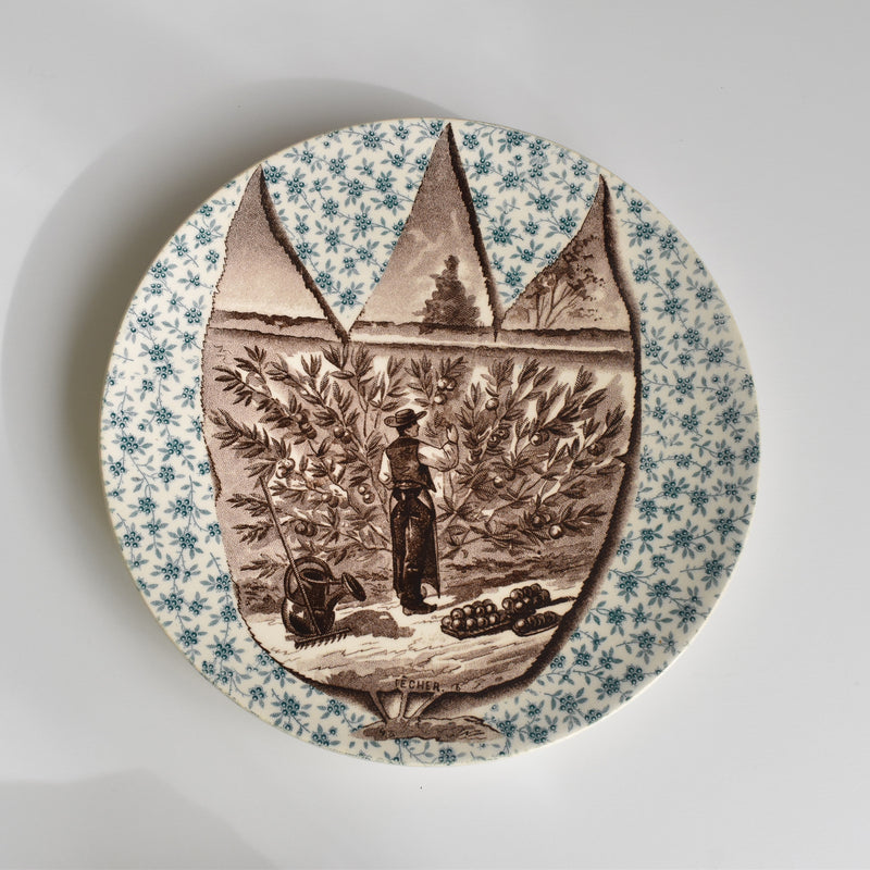 Antique Decorative Plate U&C Sarreguemines Pêcher