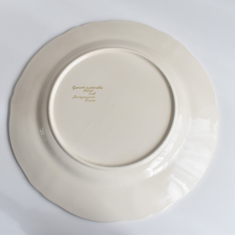 Vintage Large Plate Digoin & Sarreguemines, Flower Rim B