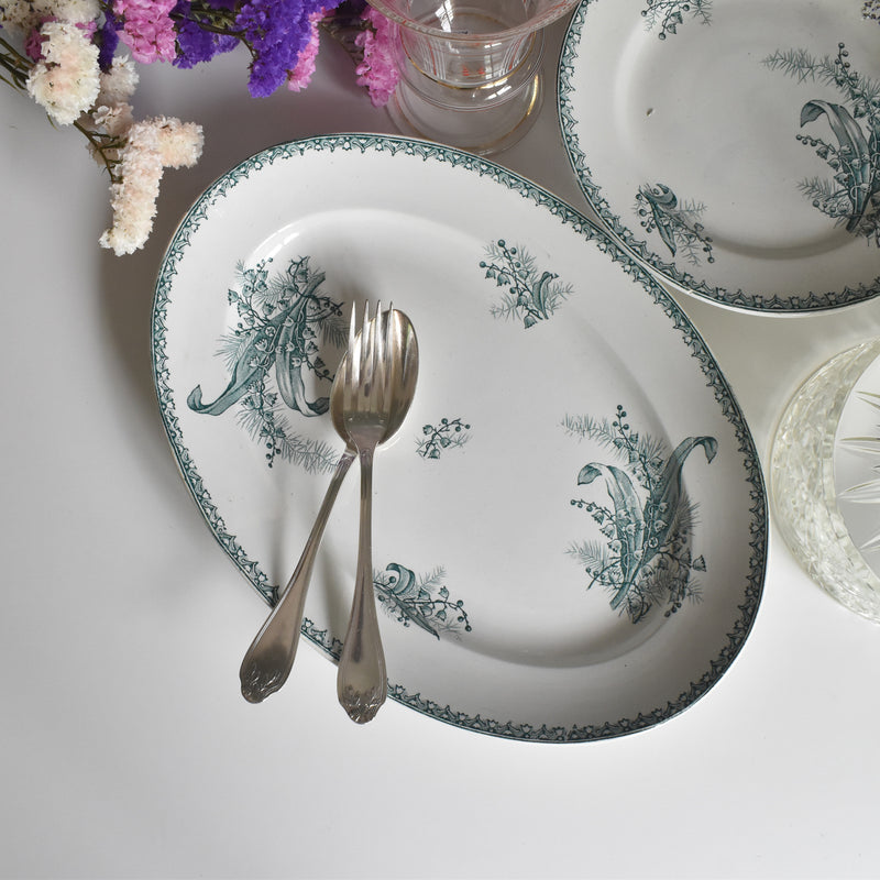 Antique Oval Platter, Saint-Amand Muguet (Lily of the Valley)