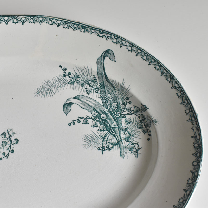 Antique Oval Platter, Saint-Amand Muguet (Lily of the Valley)