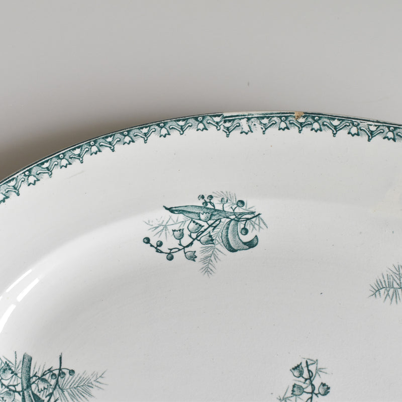 Antique Oval Platter, Saint-Amand Muguet (Lily of the Valley)