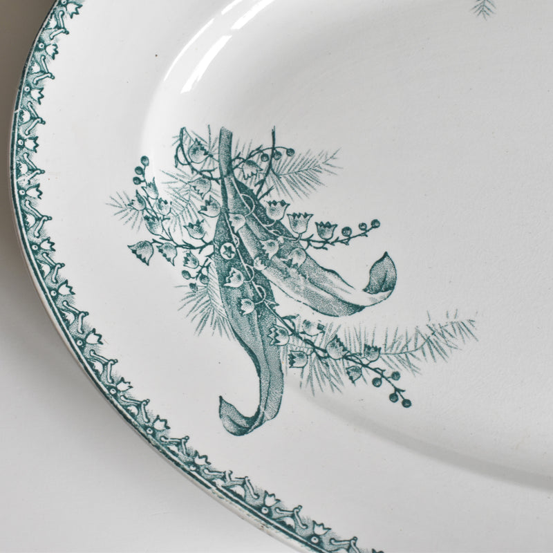Antique Oval Platter, Saint-Amand Muguet (Lily of the Valley)