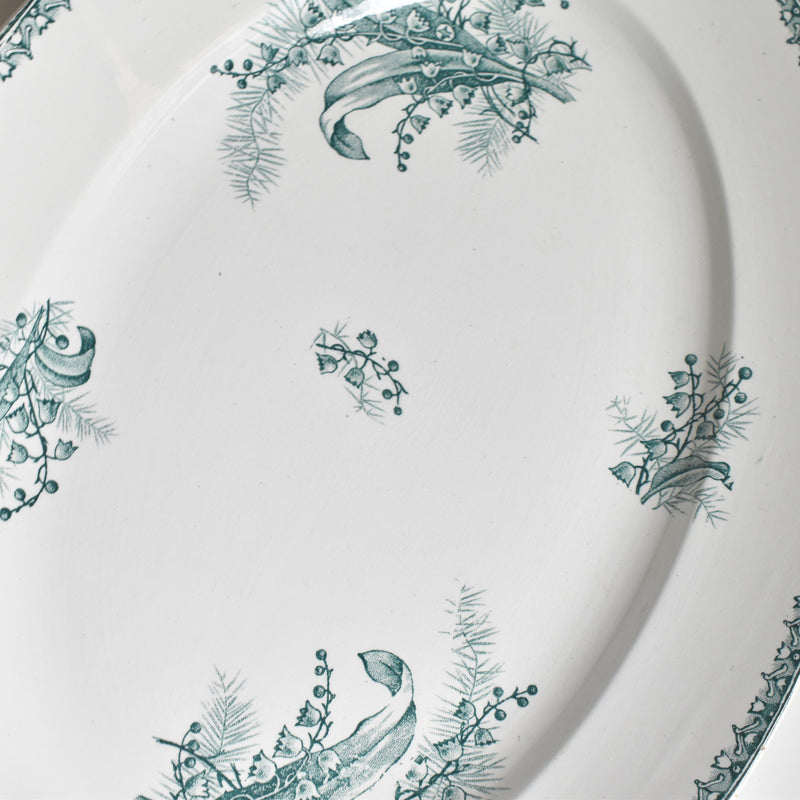Antique Oval Platter, Saint-Amand Muguet (Lily of the Valley)