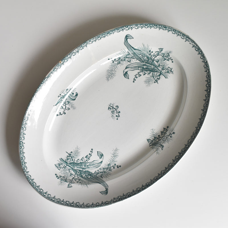 Antique Oval Platter, Saint-Amand Muguet (Lily of the Valley)