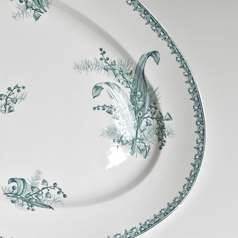 Antique Oval Platter, Saint-Amand Muguet (Lily of the Valley)