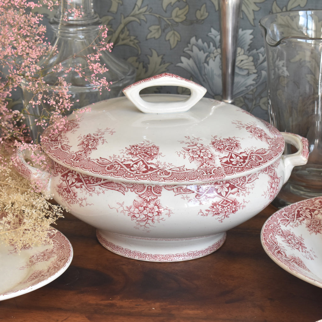 サンタマン窯 野バラ模様 エタブリスマン・デブレイ グアドループ スーピエール サンタマン窯 野バラ模様のスープ皿（横幅22.5cm） フランス