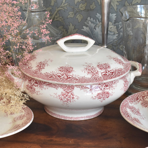 プレート ガーランド　caiffa 赤　フランス　アンティーク Lunéville 赤い鳥プレート 22.5cm フランスアンティーク