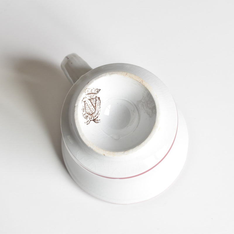 Antique Cup & Saucer Sarreguemines Brûlot Red A