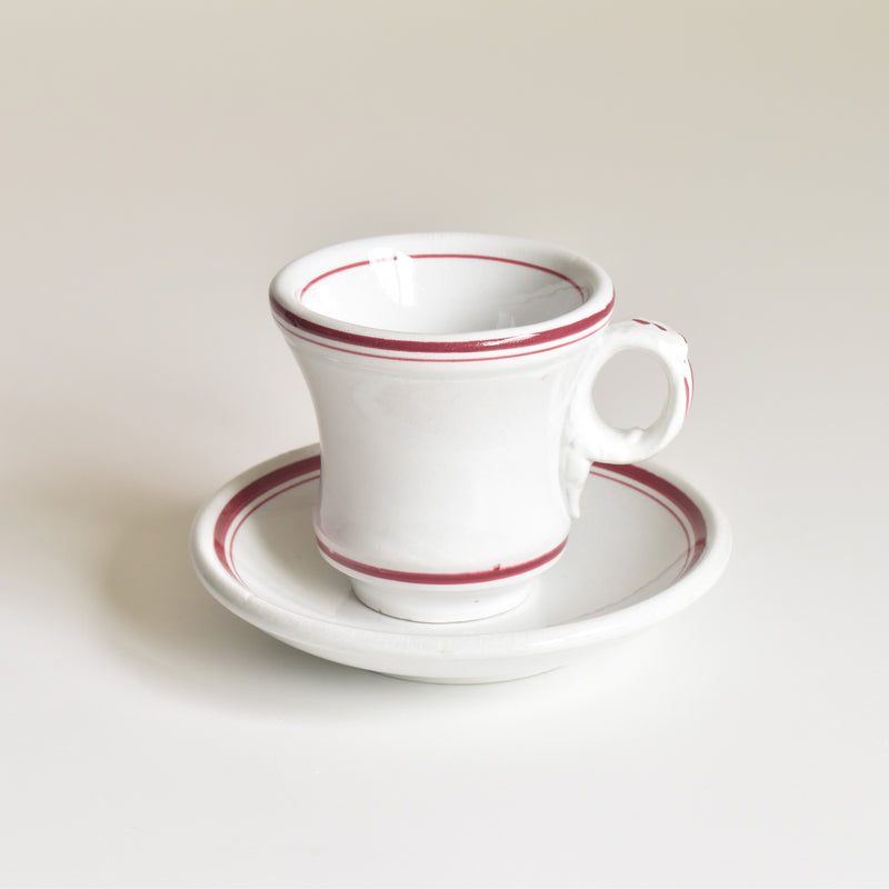 Antique Cup & Saucer Sarreguemines Brûlot Red A