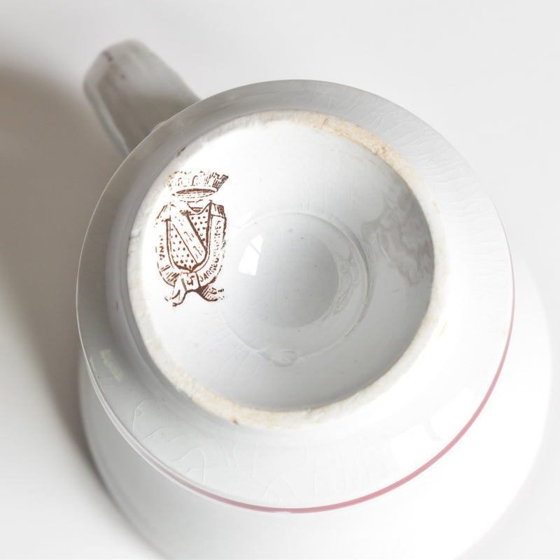 Antique Cup & Saucer Sarreguemines Brûlot Red A