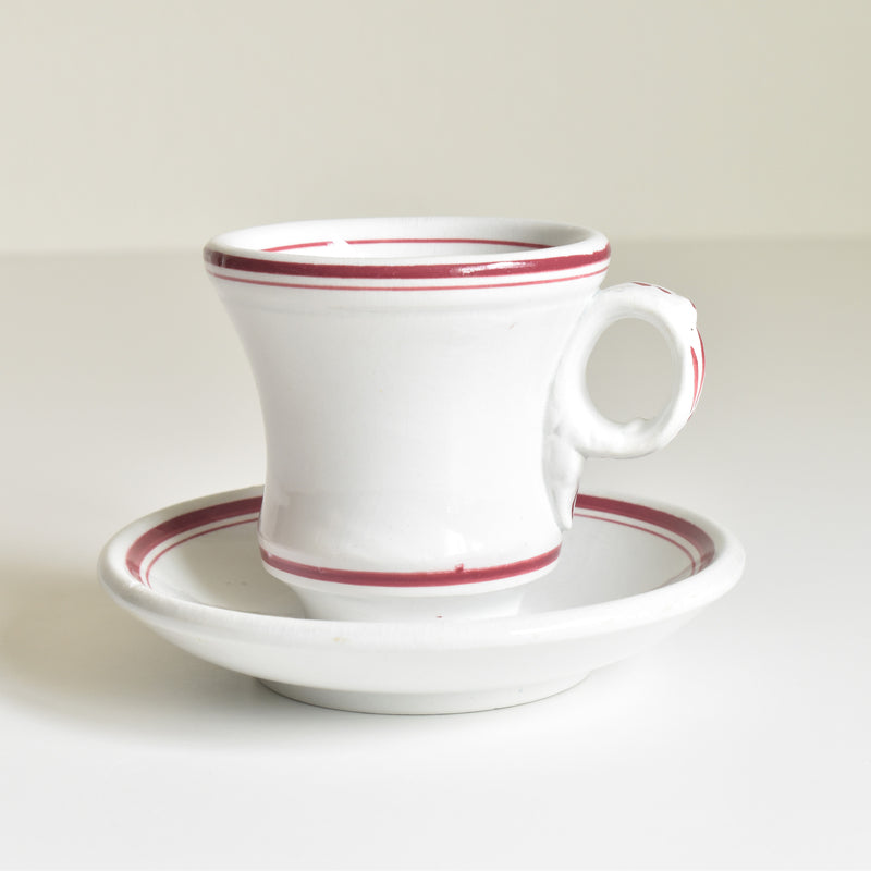 Antique Cup & Saucer Sarreguemines Brûlot Red A