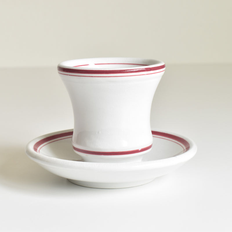 Antique Cup & Saucer Sarreguemines Brûlot Red A