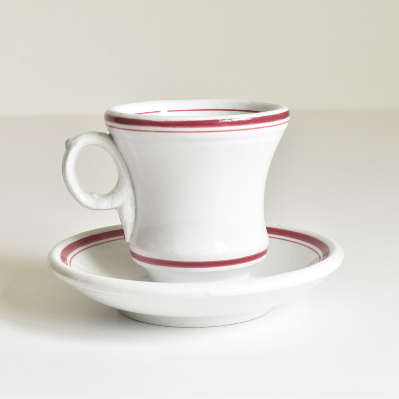 Antique Cup & Saucer Sarreguemines Brûlot Red A