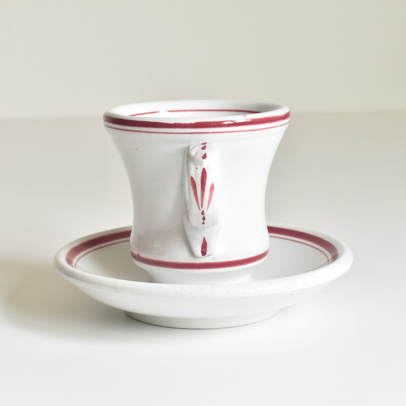 Antique Cup & Saucer Sarreguemines Brûlot Red A