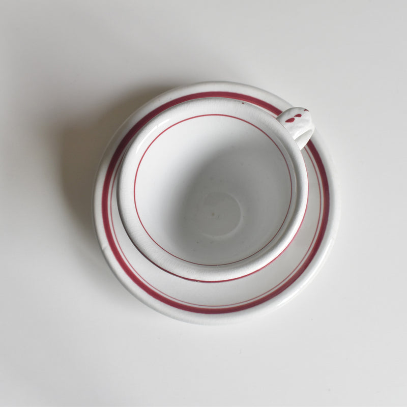 Antique Cup & Saucer Sarreguemines Brûlot Red A